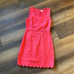 J. Crew 4 Dress ~ Pink Sheath-  Woven Solid Sleeveless - Scallop Edge